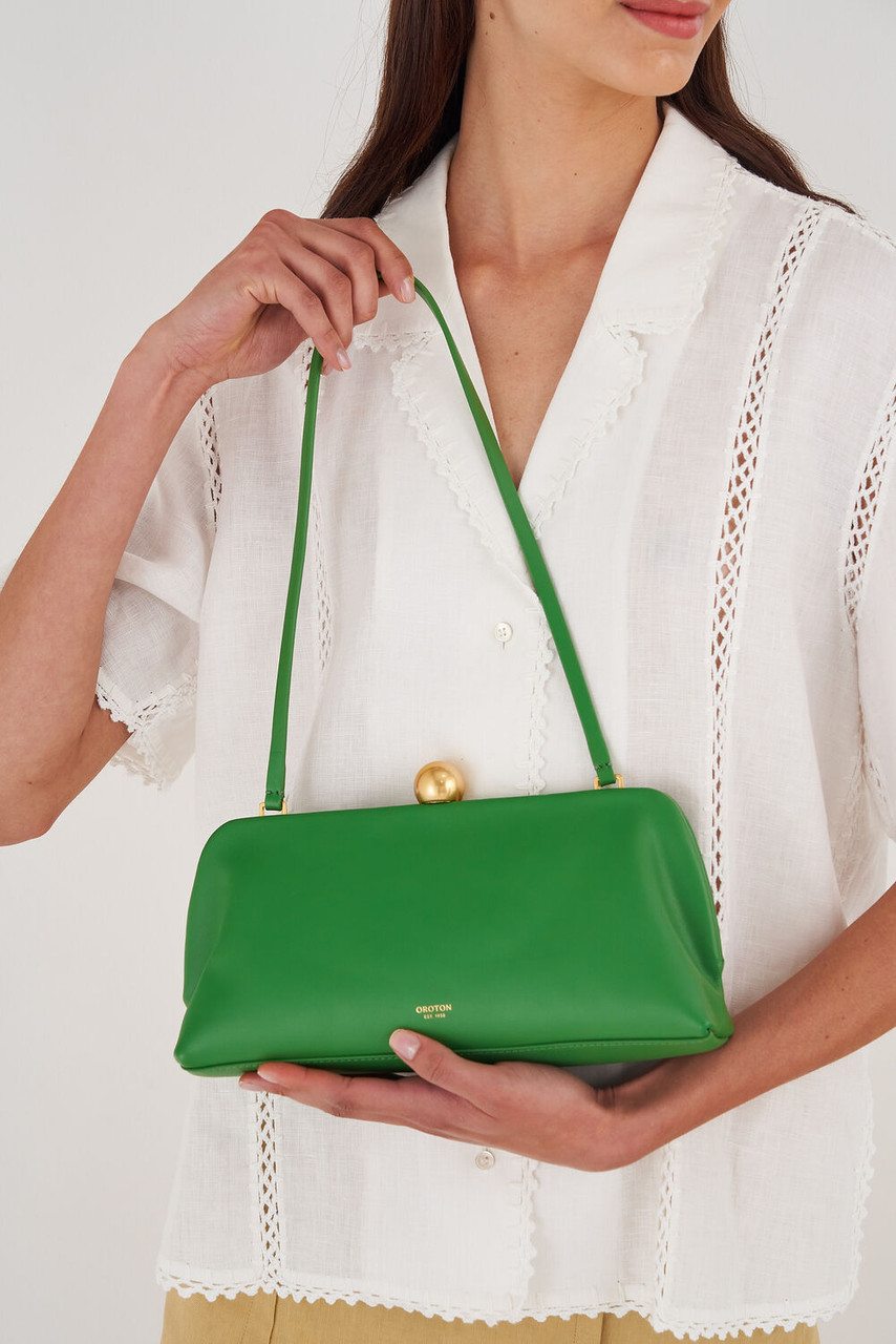 Oroton Nova Clutch Grass Green