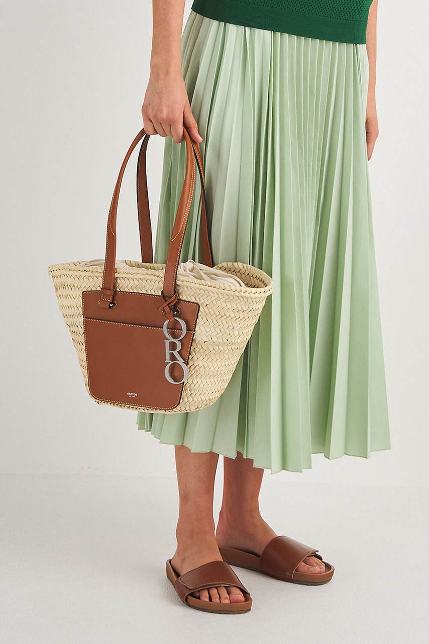 Oroton Maine Medium Tote Natural/Brandy