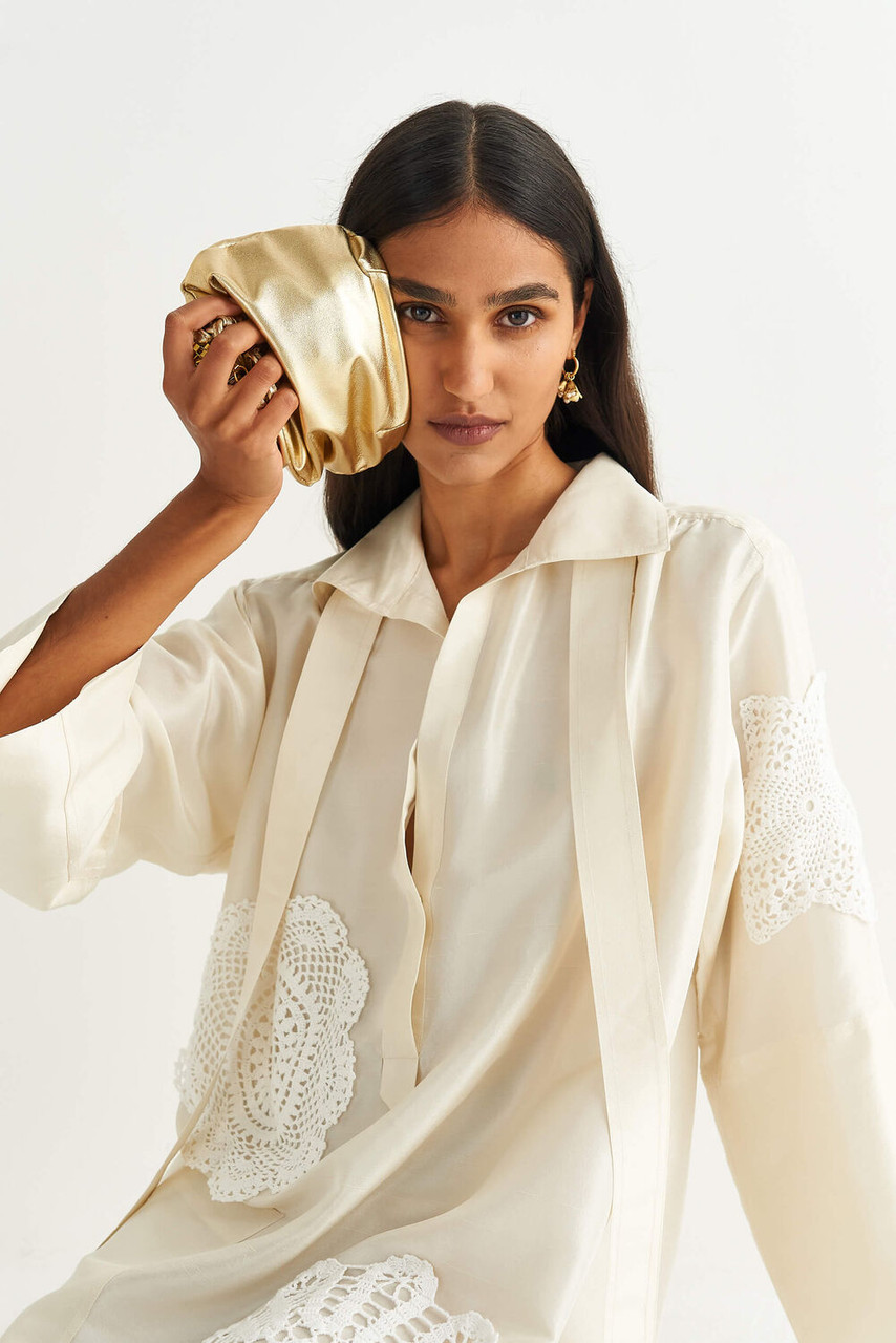 Oroton Vera Gold Metallic Leather Bag