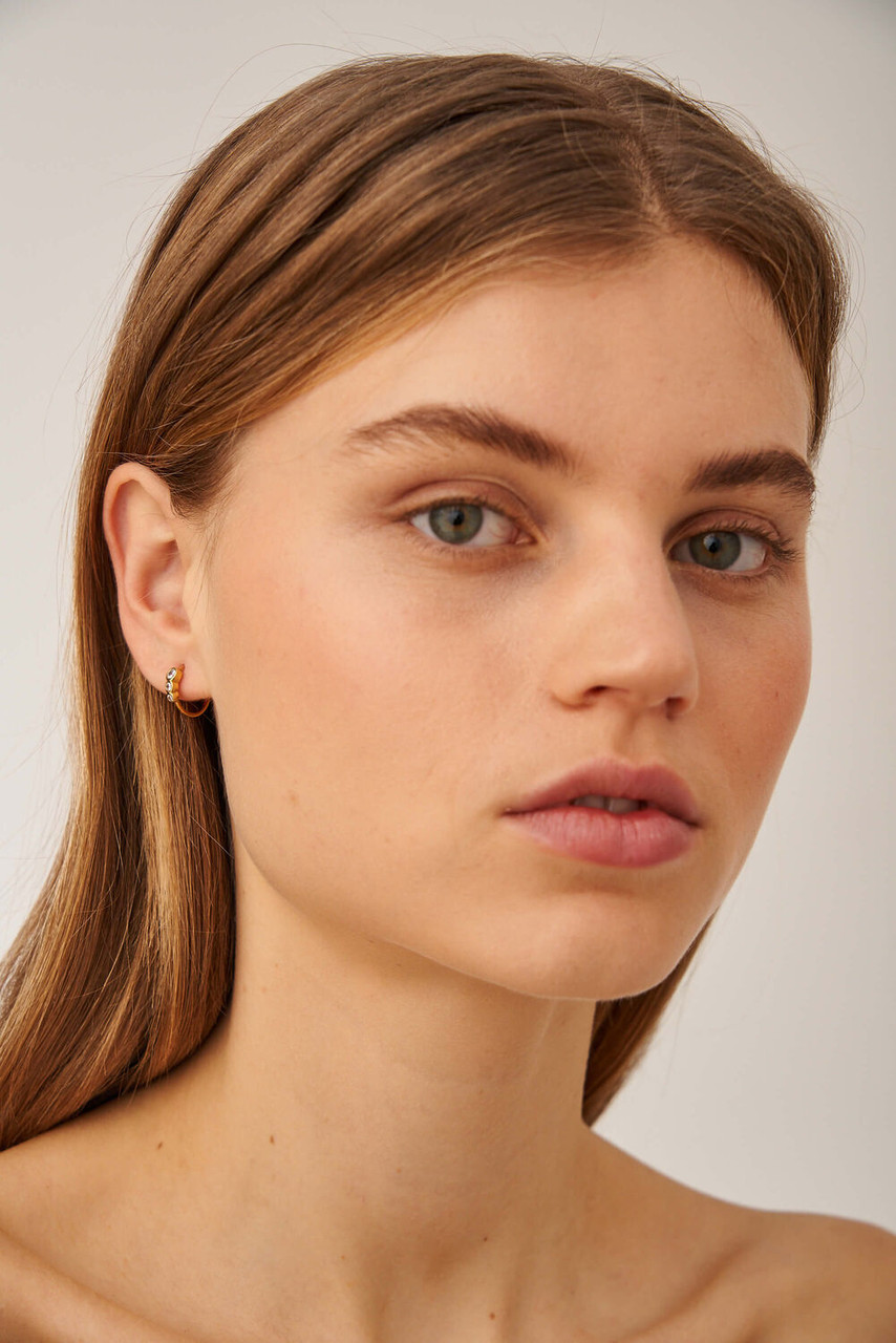 Oroton Esme Gold-White Triple Hoop Earrings
