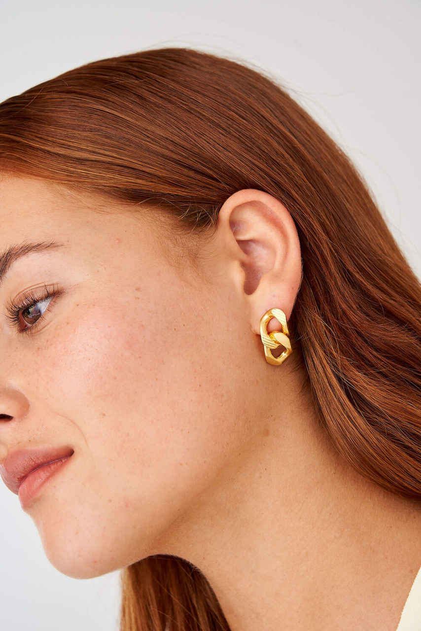 Oroton Noa Texture Studs Worn Gold