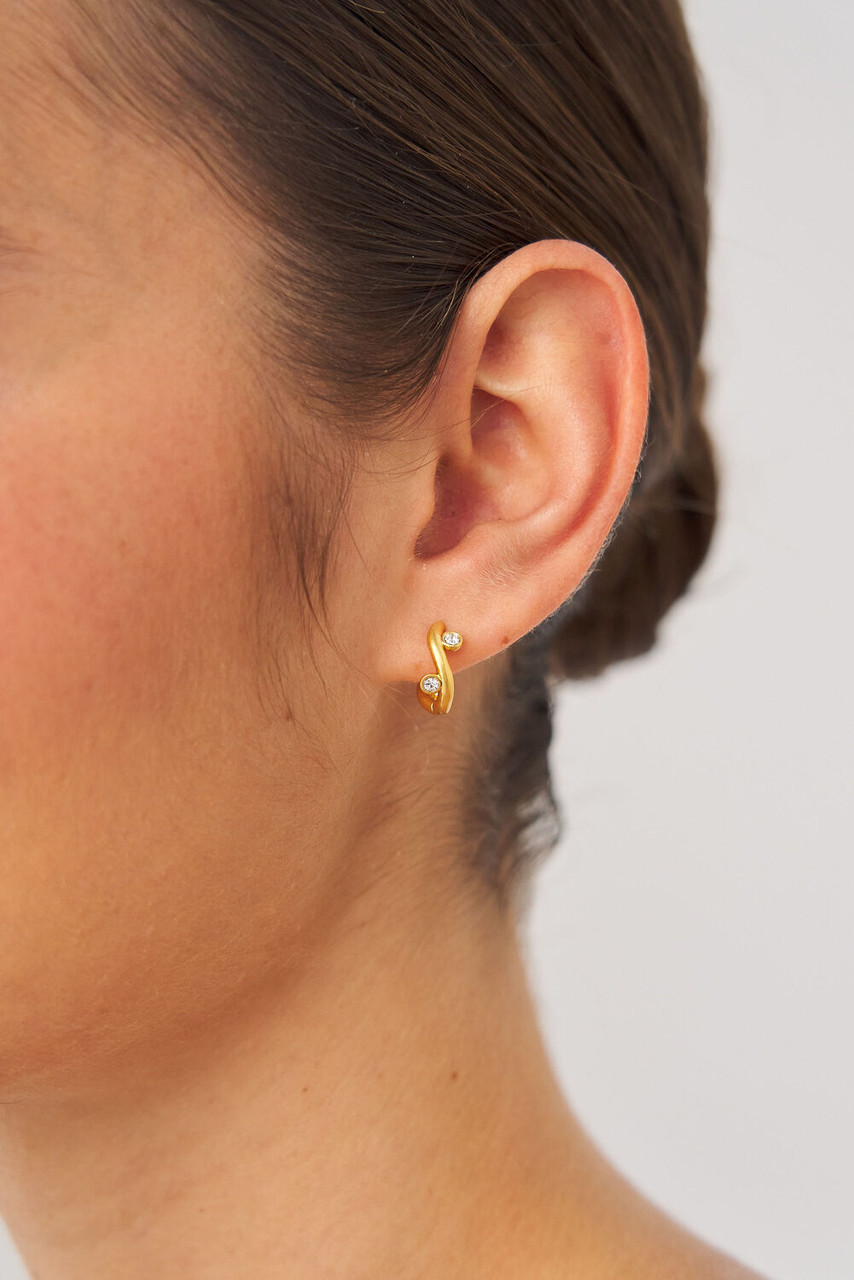 Solonge Mini Single Hoops Worn Gold/ Clear