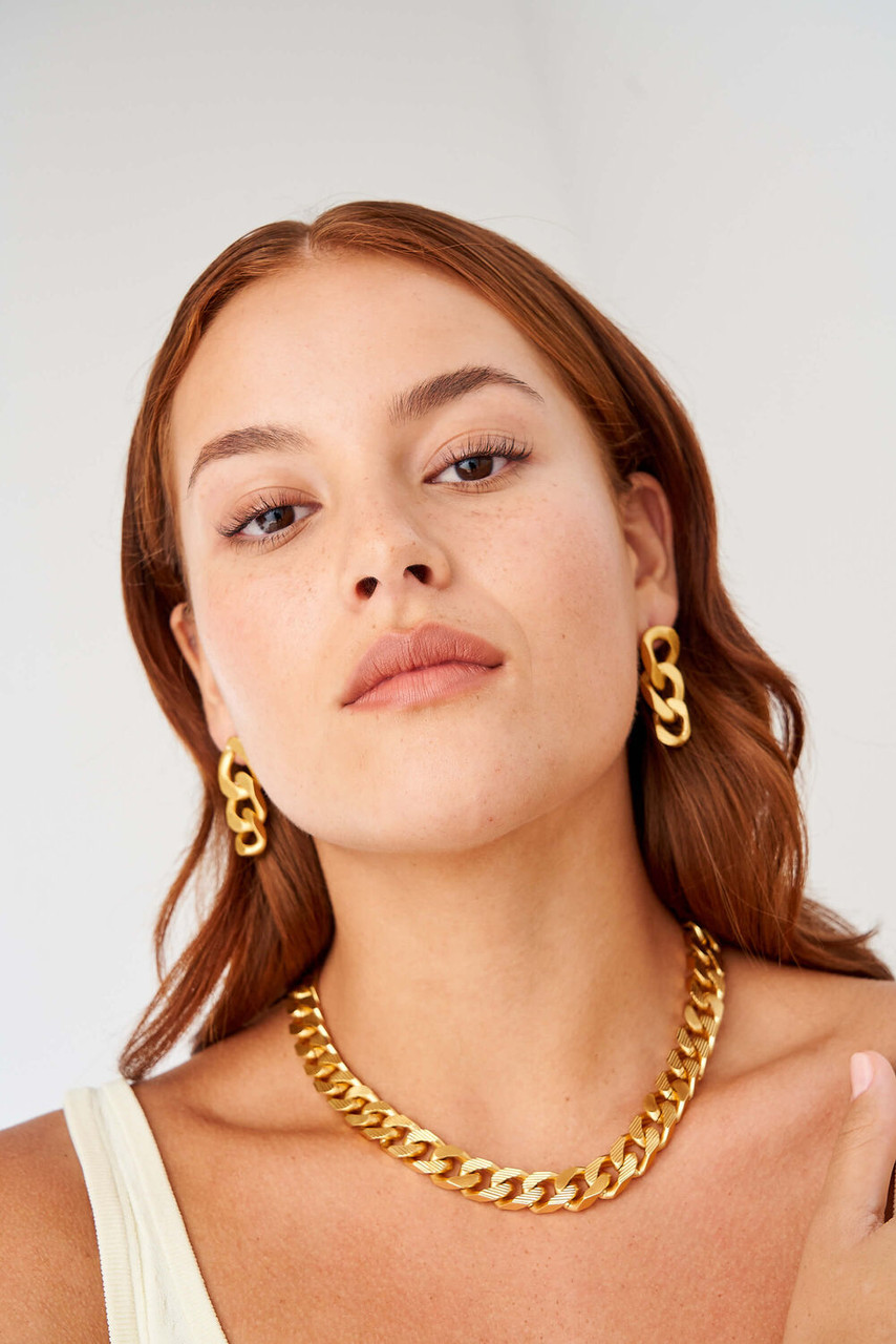 Oroton Noa Texture Necklace Worn Gold