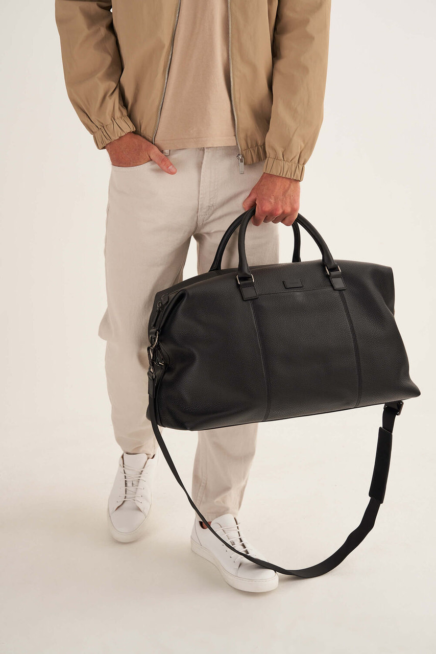 Oroton Preston Black Overnighter Travel Bag