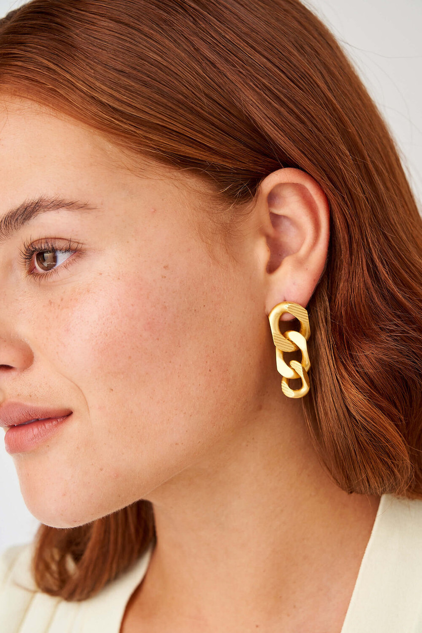 Oroton Noa Texture Earrings Worn Gold
