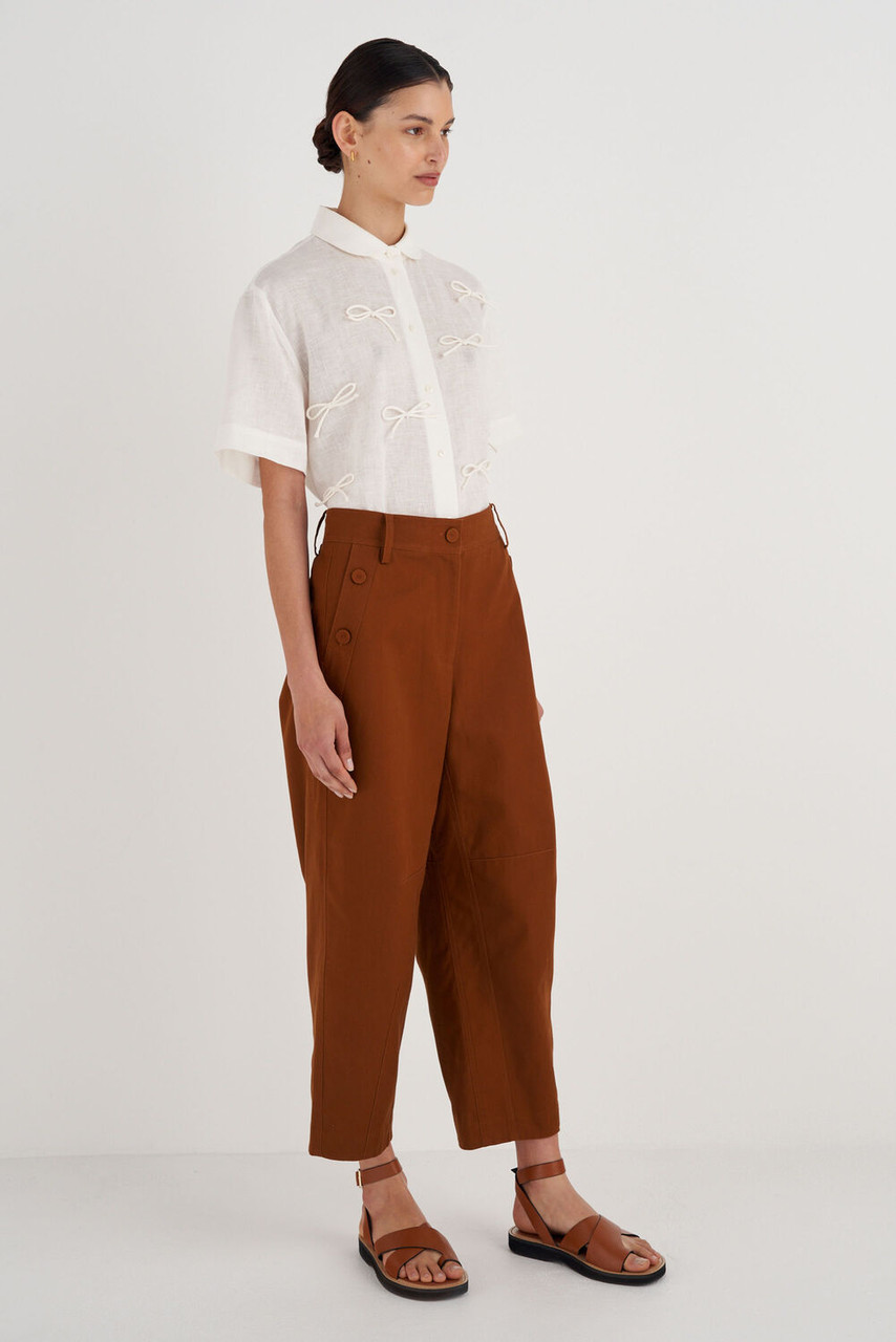 Oroton Curved Leg Pant Tan