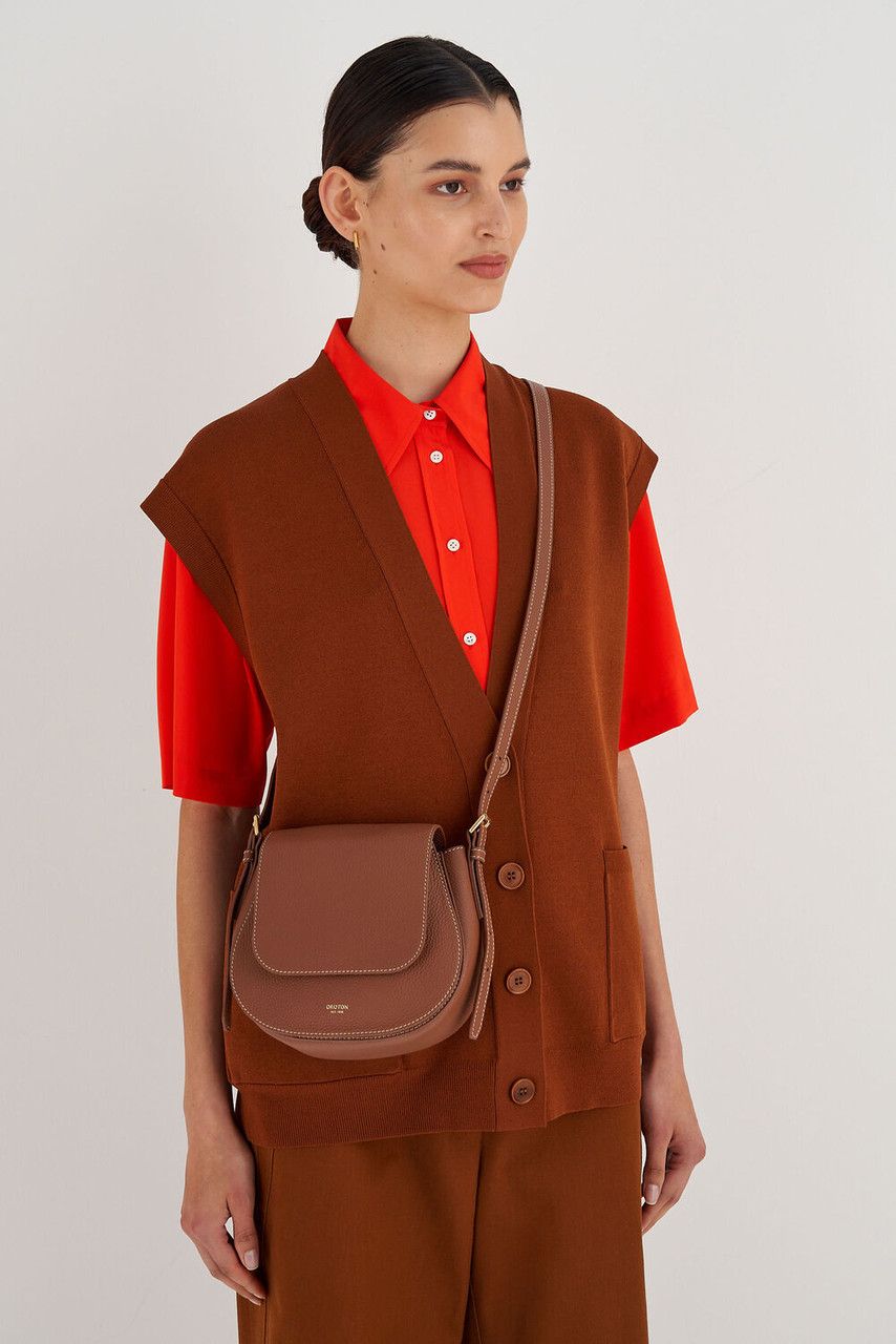 Oroton Margot Whiskey Saddle Crossbody Bag
