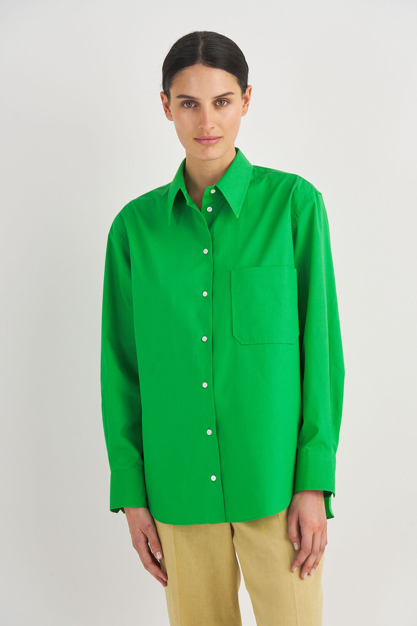 Oroton Poplin Long Sleeve Shirt Meadow