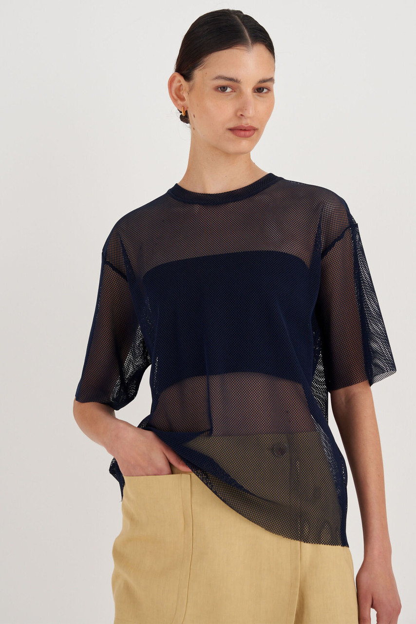 Oroton Short Sleeve Mesh Tee North Sea