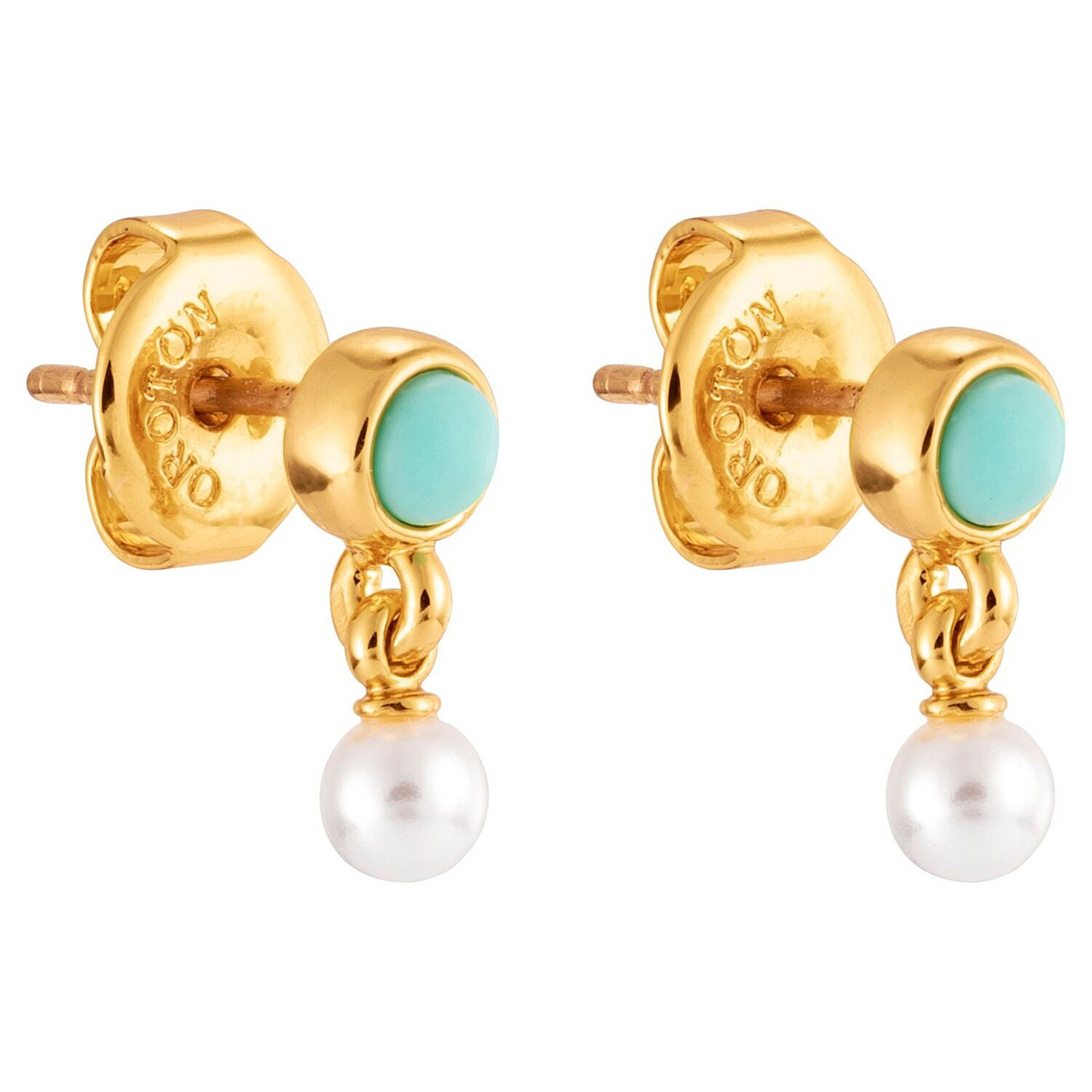 Oroton Capri Drop Studs Gold/ Turq/ Pearl