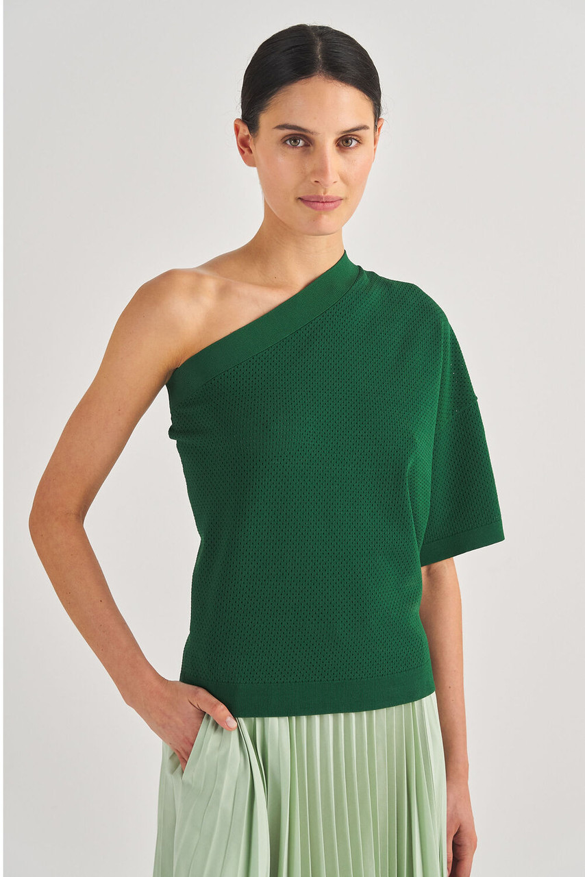 Oroton Mesh Stitch One Shoulder Top Treehouse