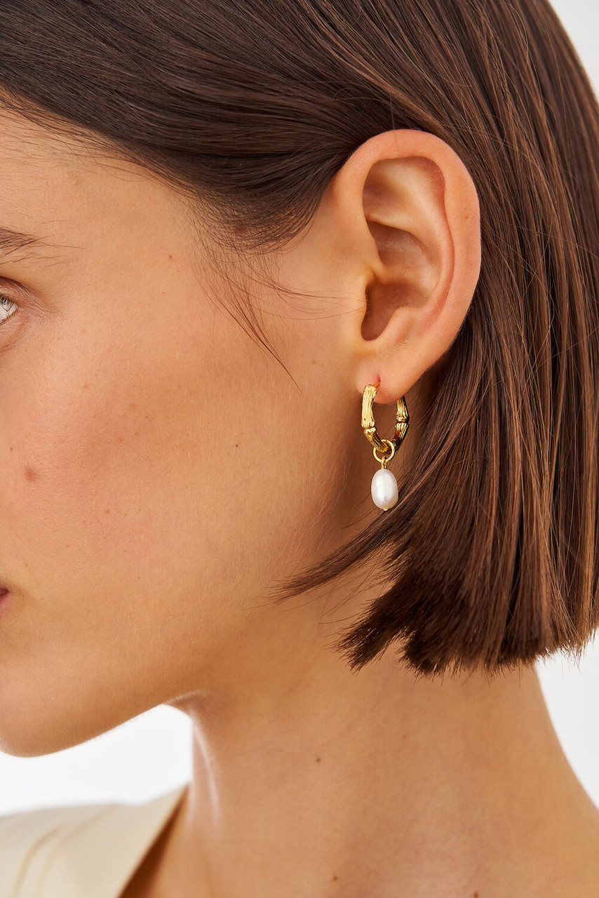 Oroton Valentina Gold/White Single Pearl Huggies