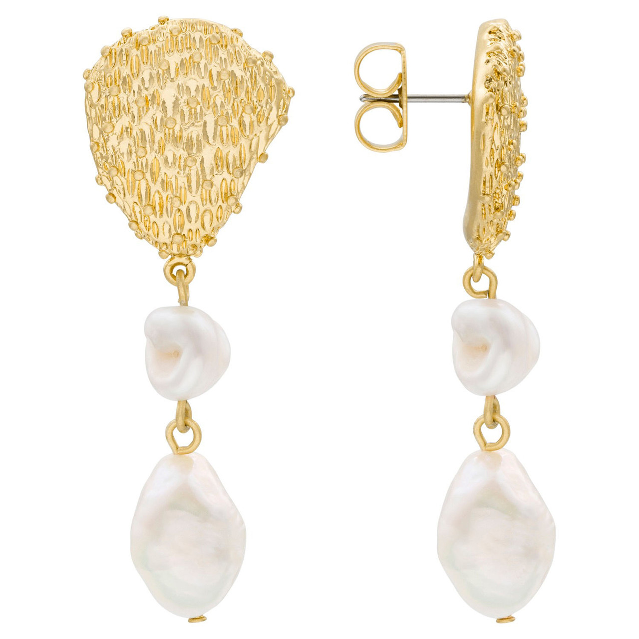 Oroton Aria Worn Gold Drop Earrings
