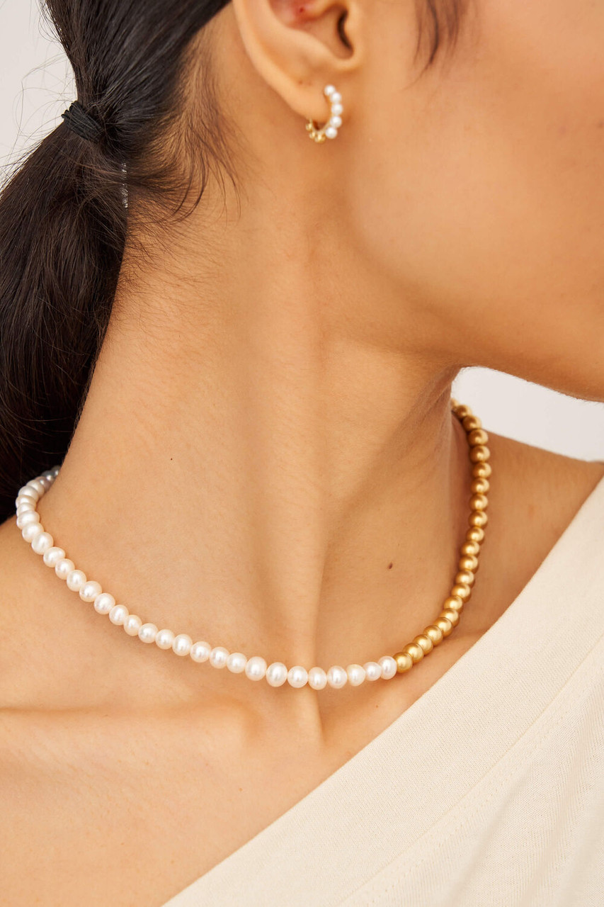 Oroton Blair Worn Gold 6MM Pearl Necklace