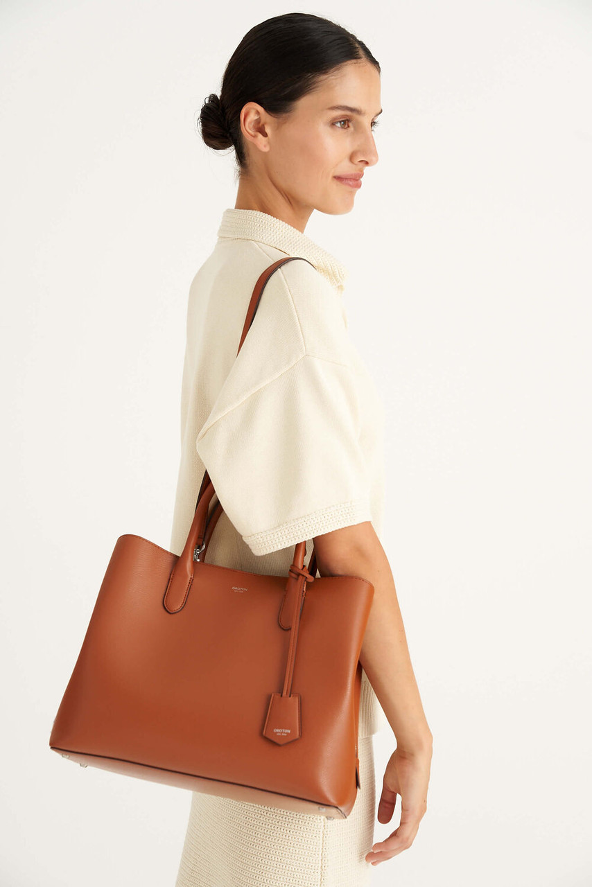 Oroton Muse Cognac Three Pocket Day Bag
