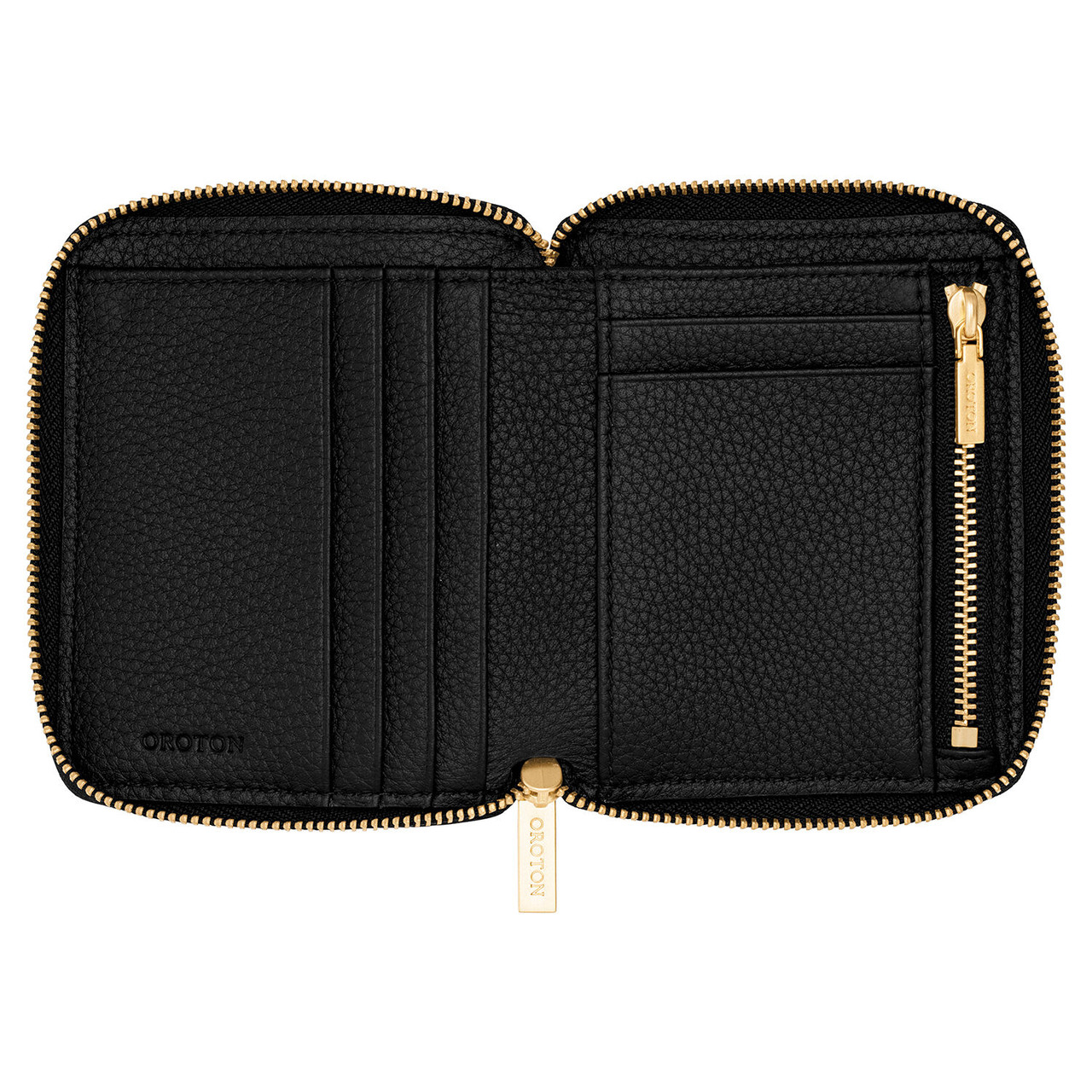 Oroton Margot Black Small 7 Credit Card Zip Around Wallet