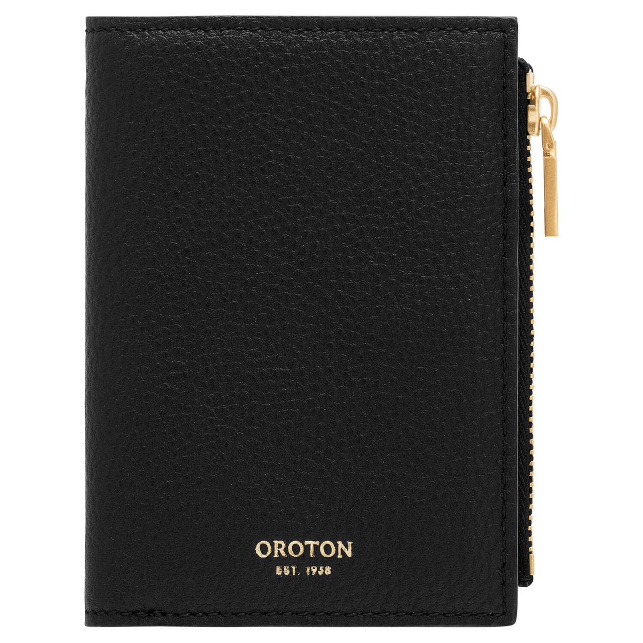 Oroton Margot Black Mini 10 Credit Card Zip Wallet