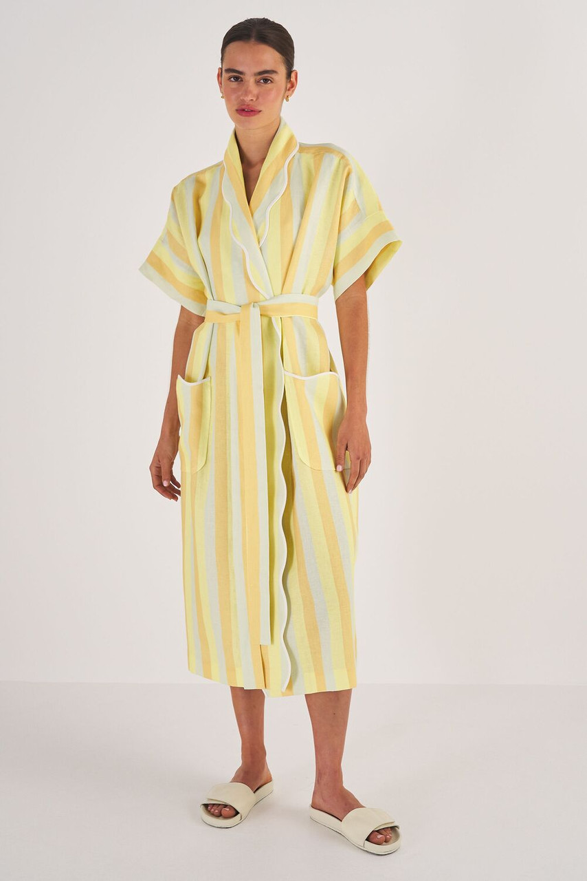Oroton Long Stripe Robe Marigold