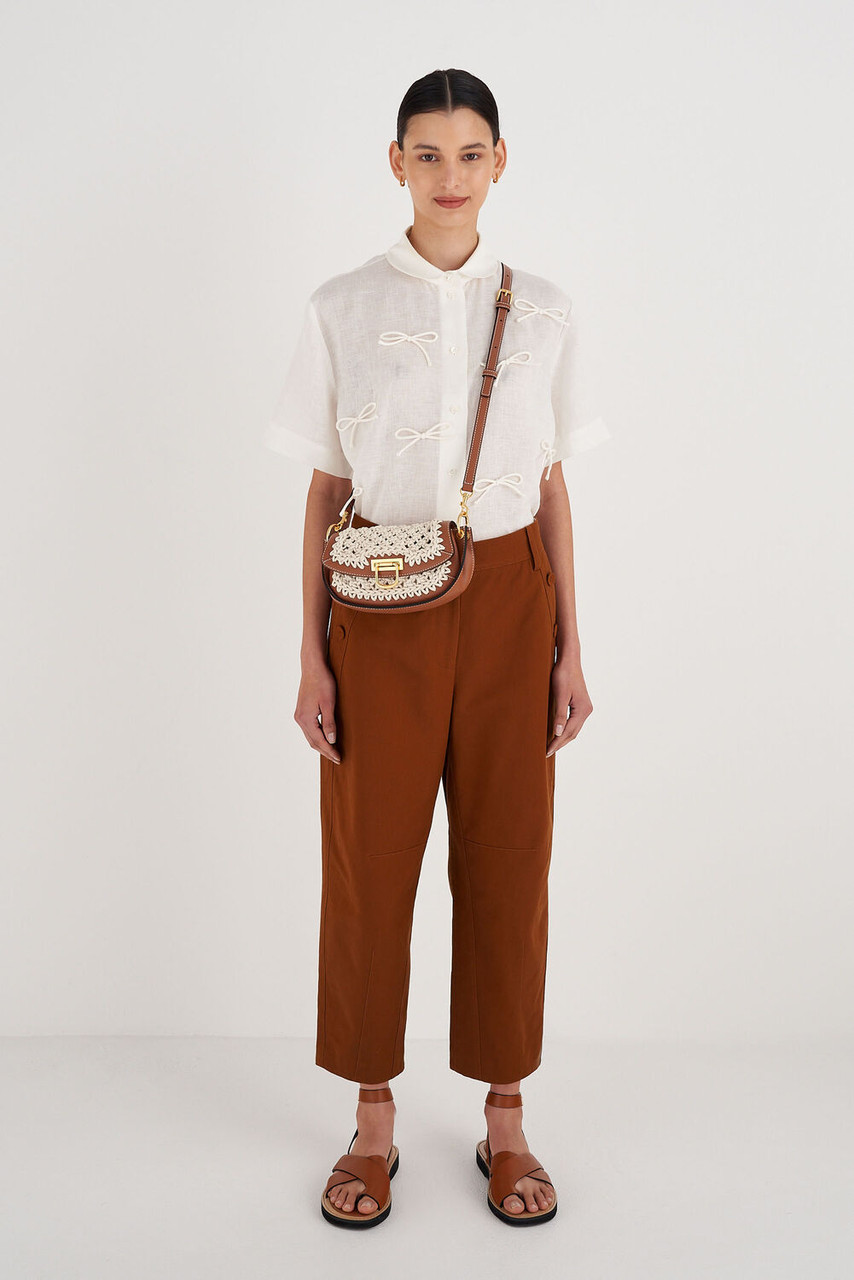 Oroton Colt Collectable Small Baguette Natural/Brandy