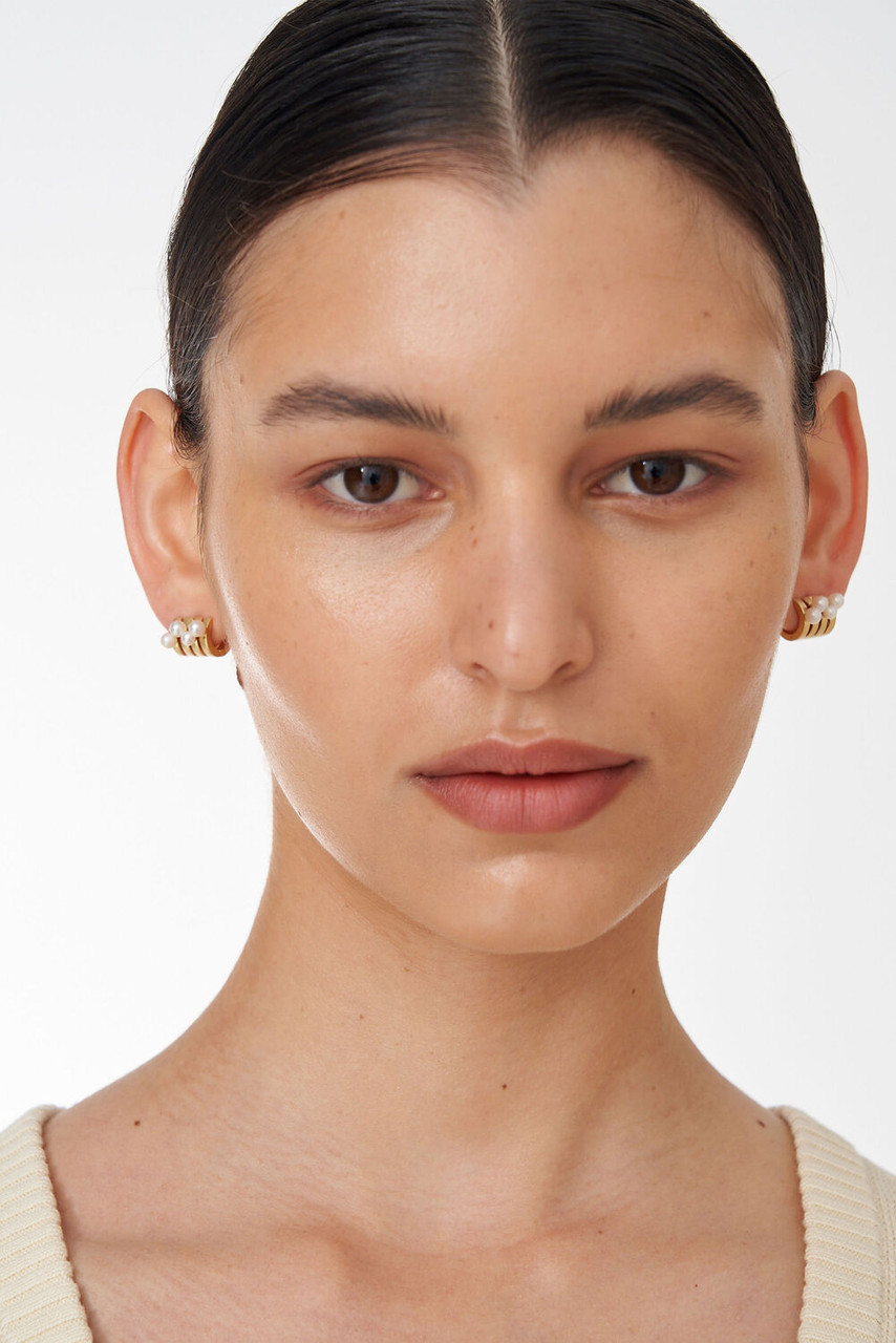 Oroton Piper Huggies Worn Gold/Pearl