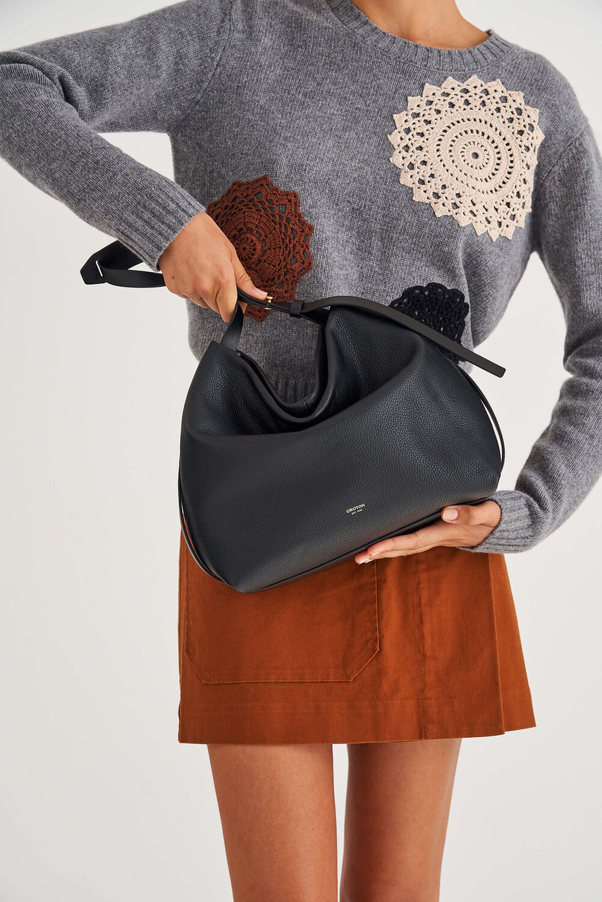 Oroton Alison Medium Hobo Black