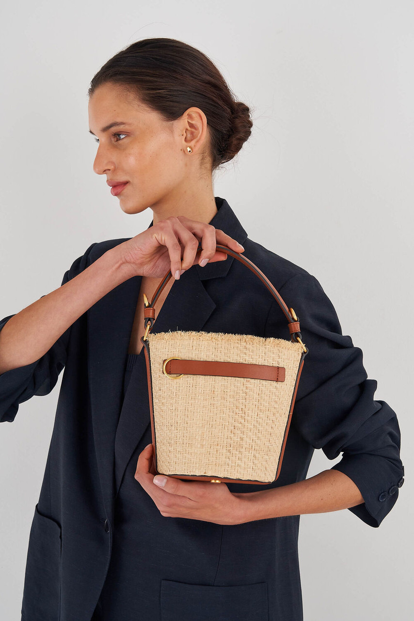 Oroton Audrey Collectable Bucket Bag Cognac/Natural