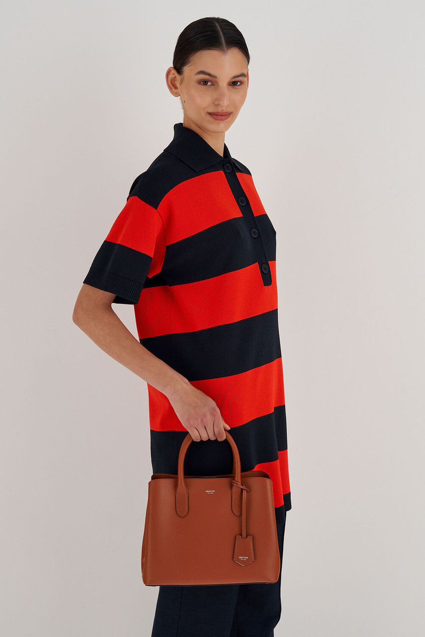 Oroton Muse Cognac Small Three Pocket Day Bag