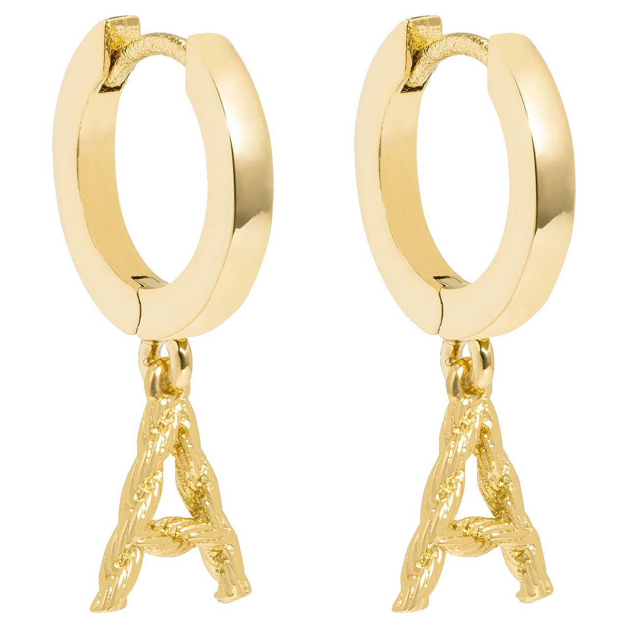 Oroton Petite Gold Luna Letter Mini Hoop Earrings