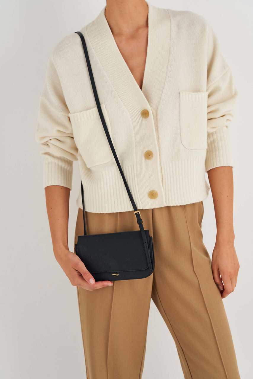 Oroton Margot Black Mini Crossbody Bag