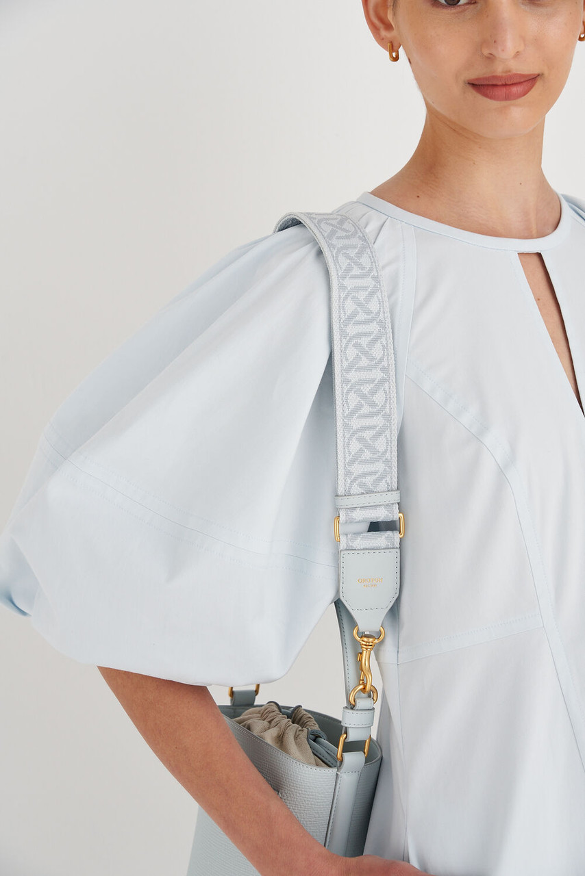 Oroton Logo Webbing Bag Strap Sea Glass