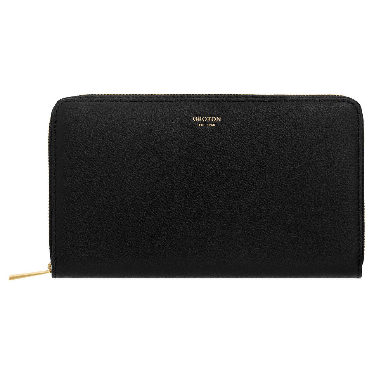 Oroton Clement Black Large Multi Pocket Zip Around Wallet