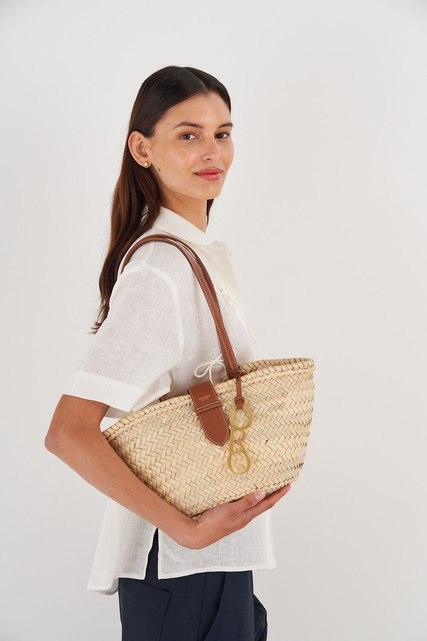 Oroton Madison Natural-Brandy Small Tote Bag