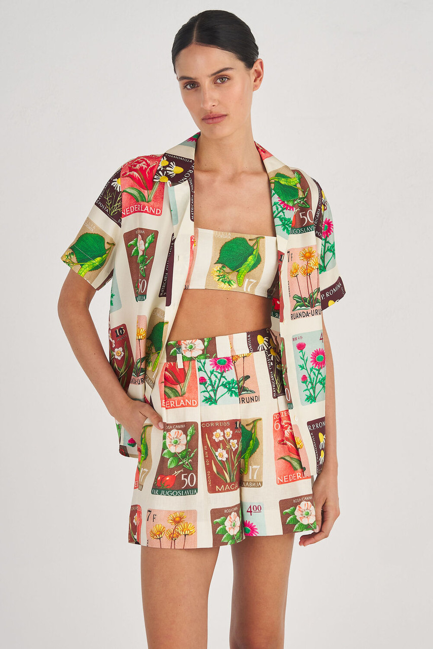 Oroton Flower Stamp Print Bralet String