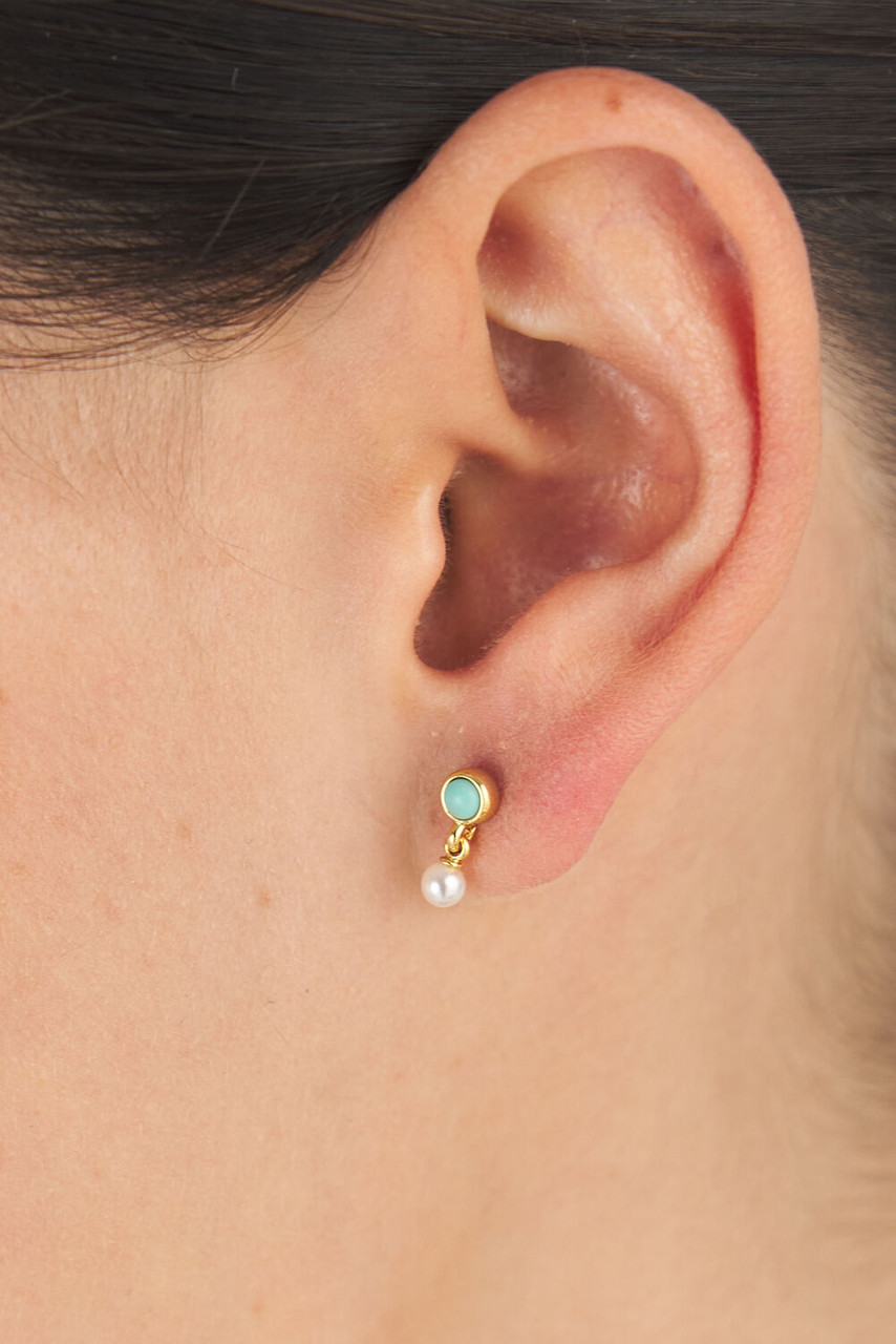 Oroton Capri Drop Studs Gold/ Turq/ Pearl