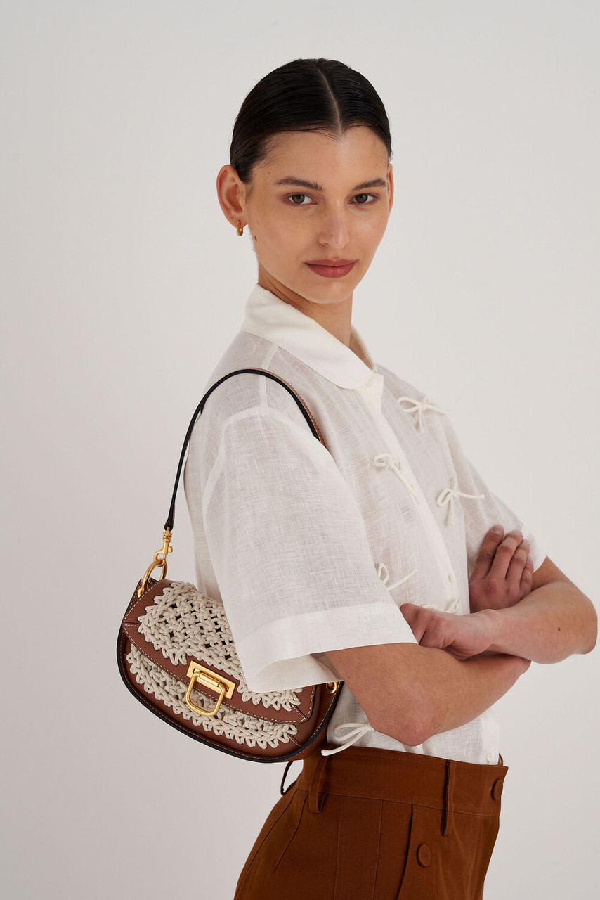 Oroton Colt Collectable Small Baguette Natural/Brandy