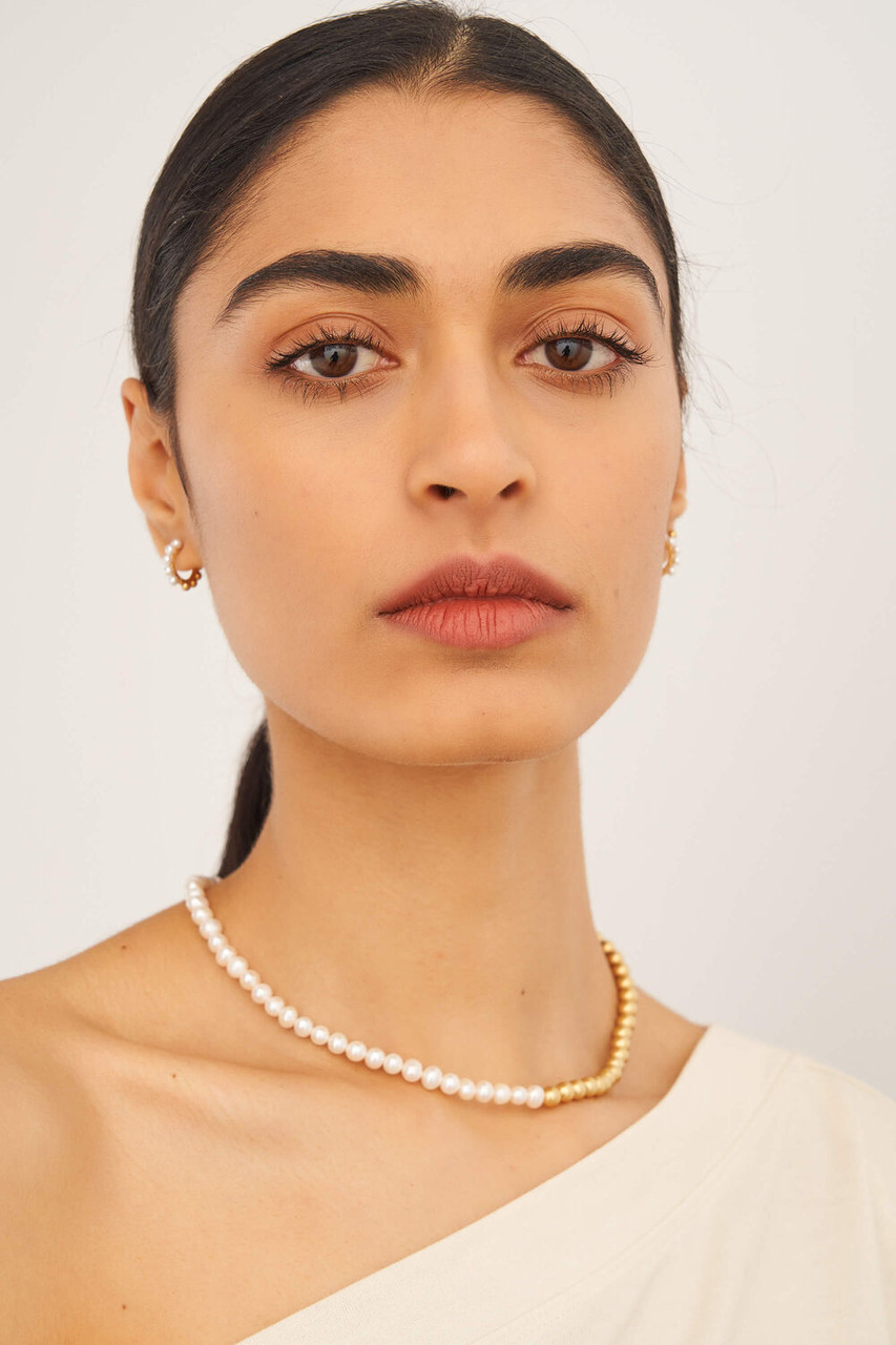 Oroton Blair Worn Gold 6MM Pearl Necklace