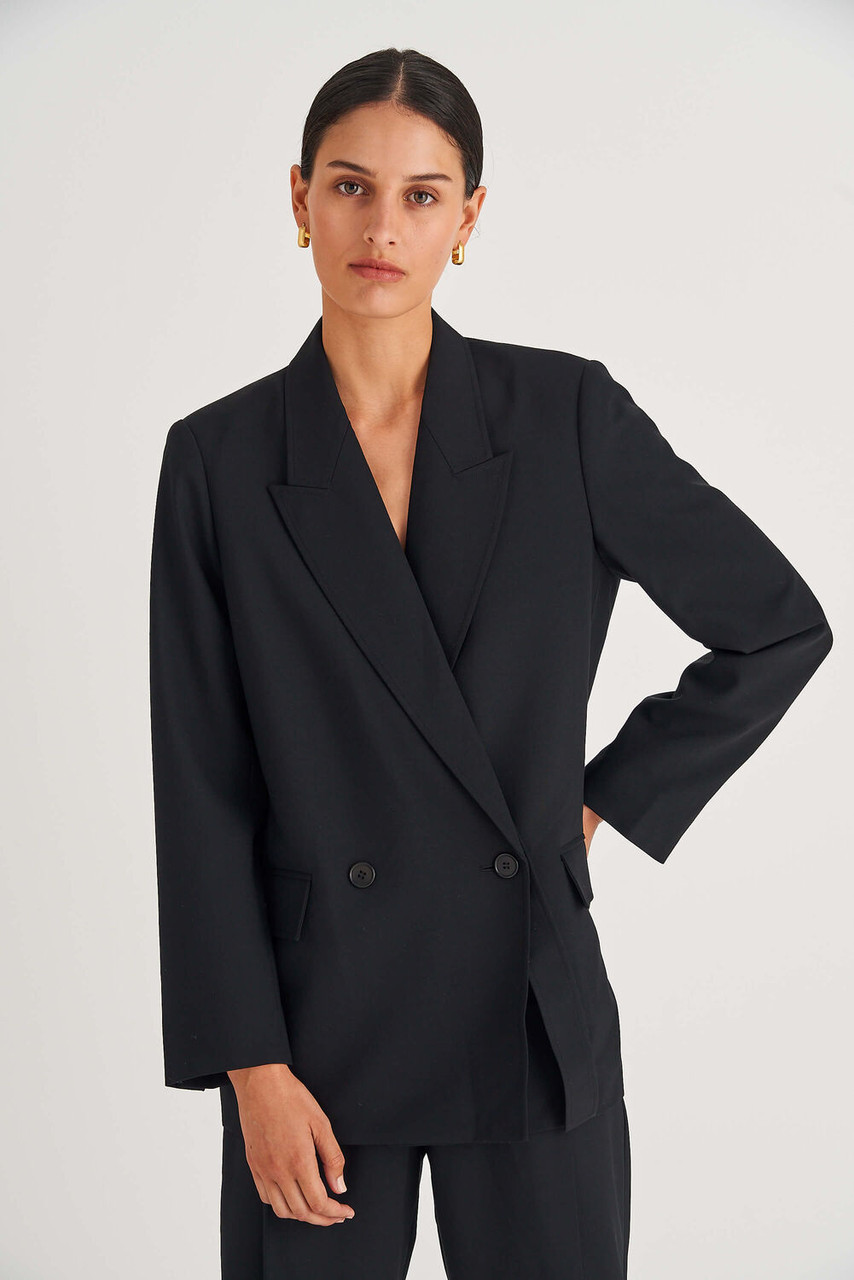 Oroton Black Double Breasted Blazer