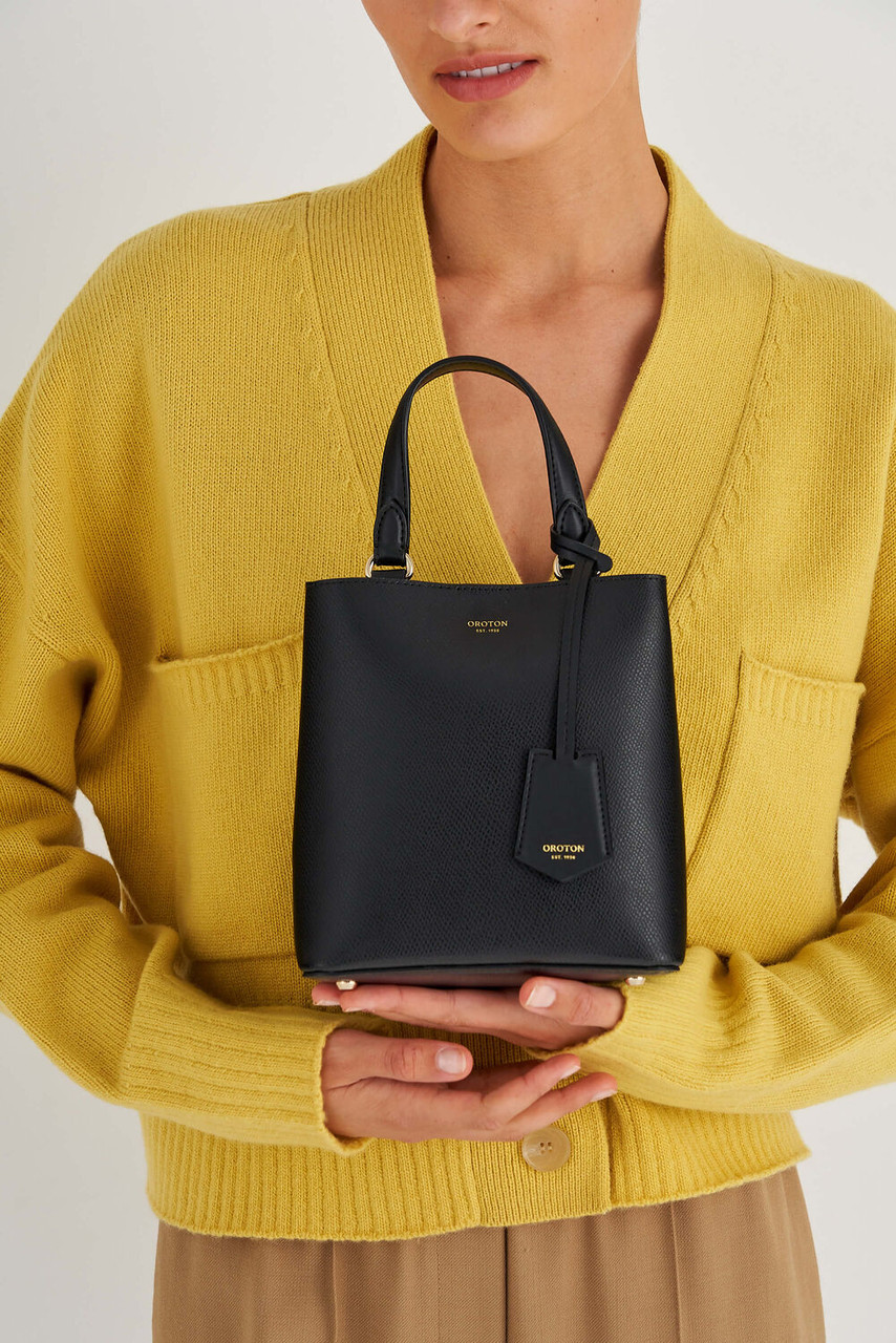 Oroton Muse Black Mini Bucket Bag