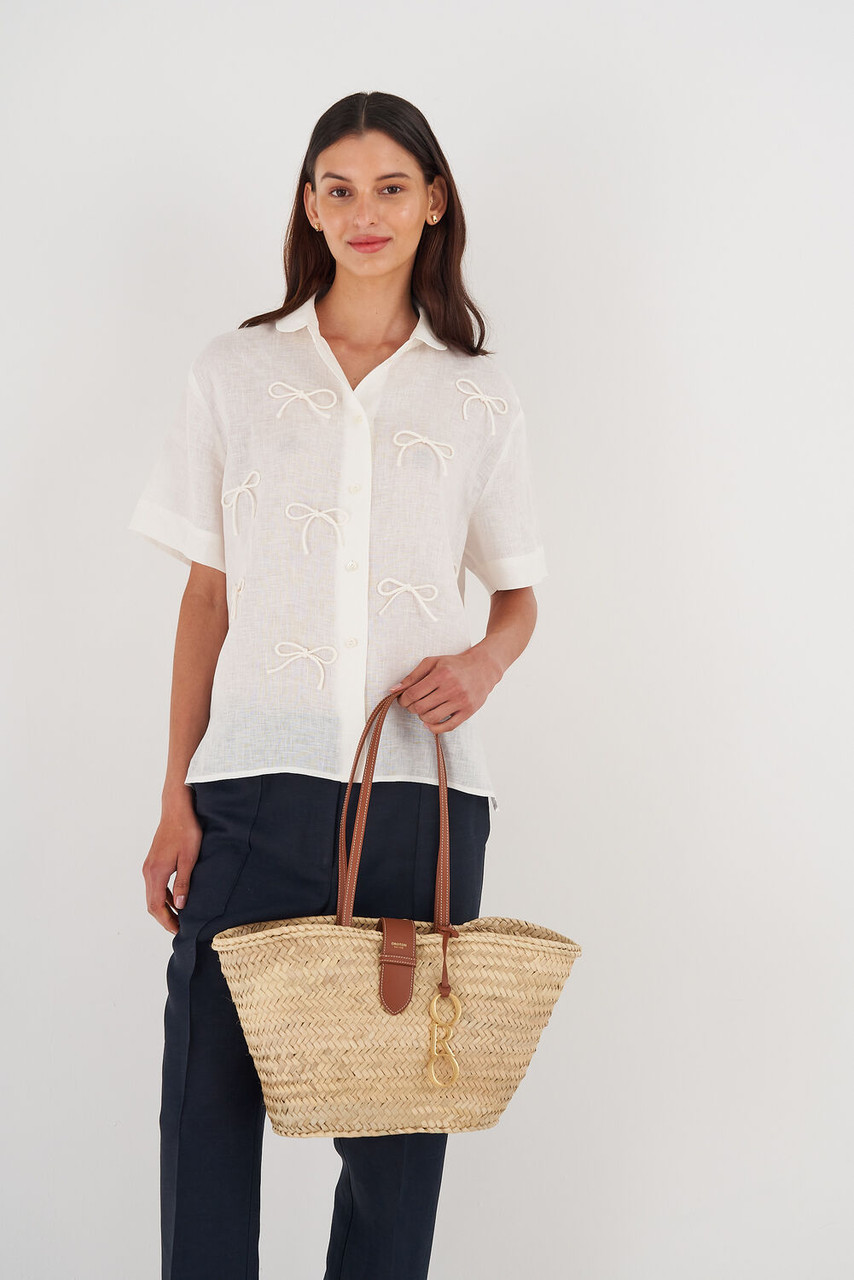 Oroton Madison Natural-Brandy Medium Tote Bag
