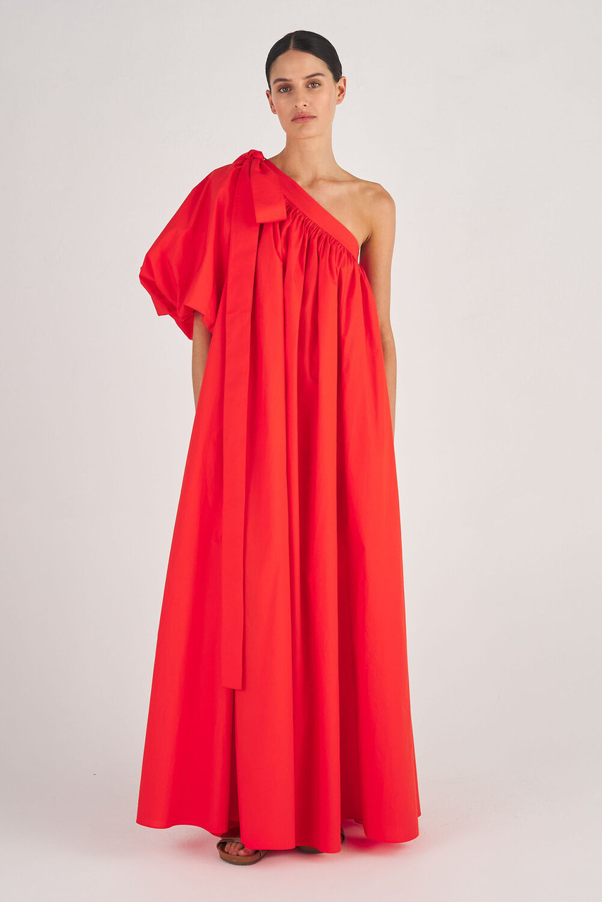 Oroton One Shoulder Dress True Red