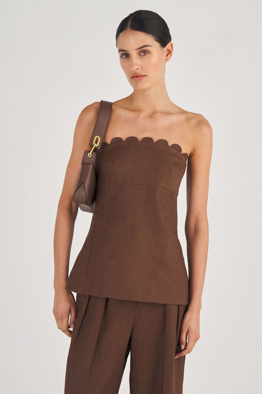 Oroton Scallop Bodice Dark Chocolate