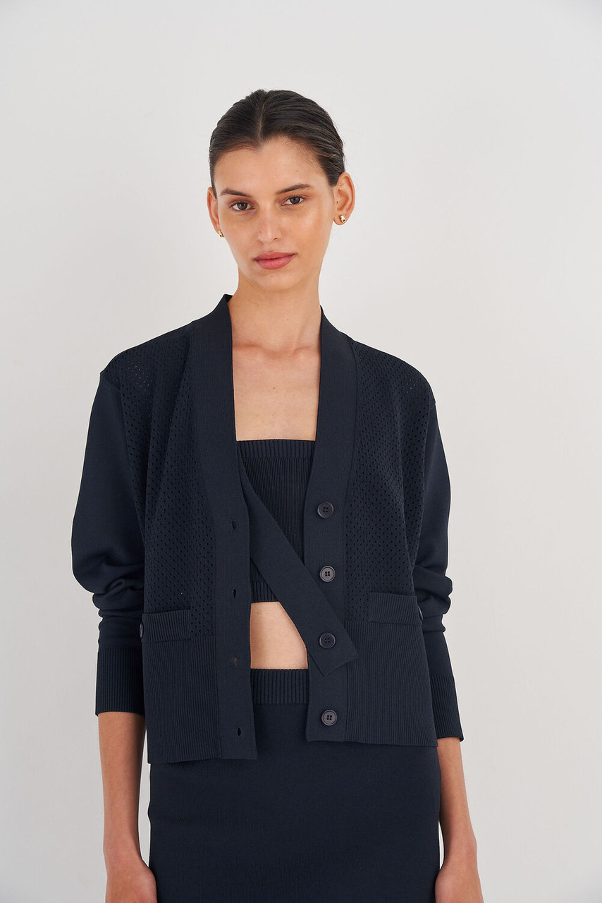 Oroton Stitch Detail Cardi North Sea