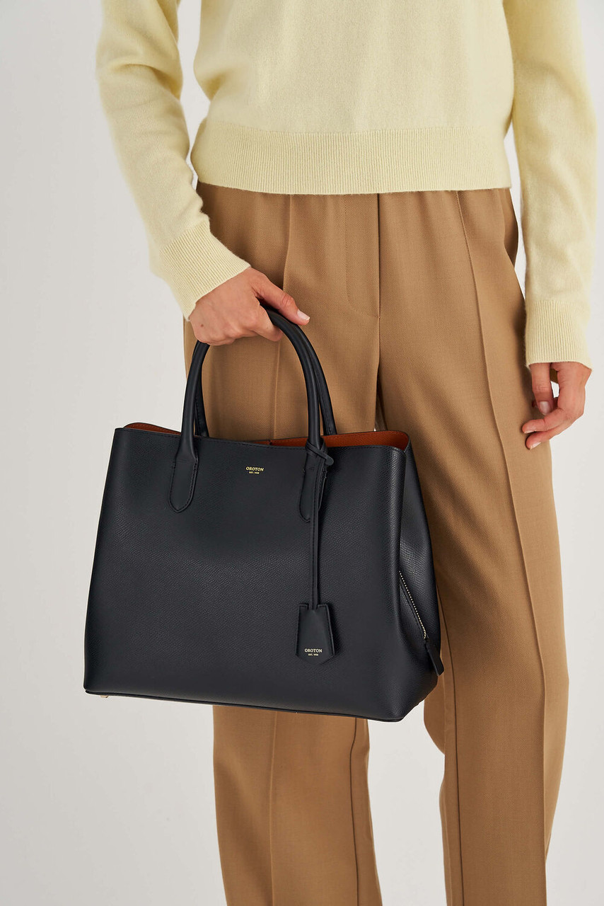 Oroton Muse Black Three Pocket Day Bag