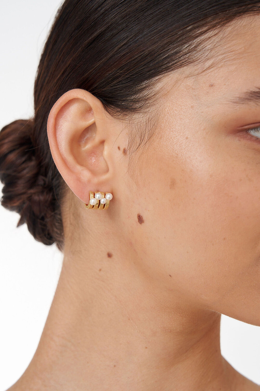 Oroton Piper Huggies Worn Gold/Pearl