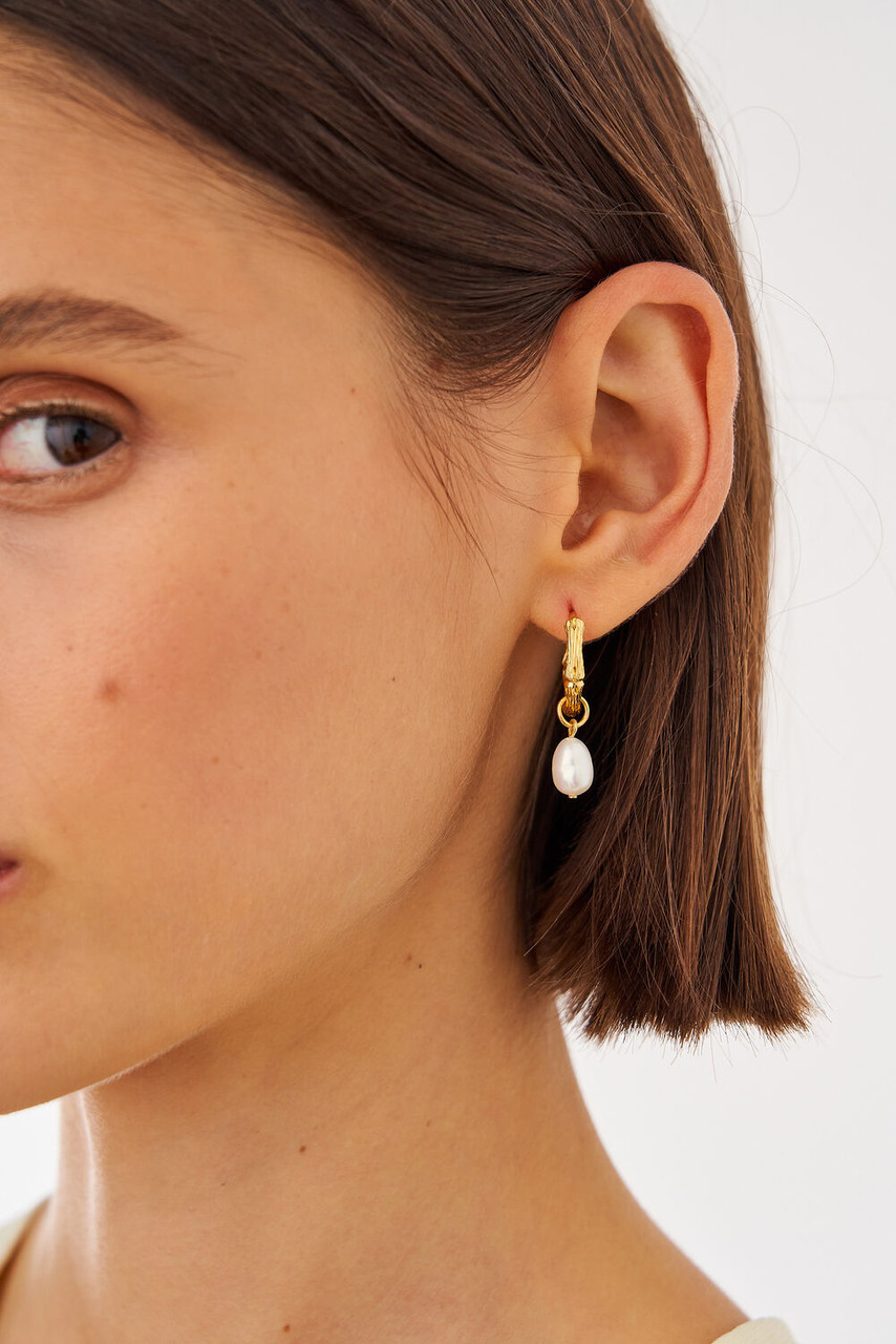 Oroton Valentina Gold/White Single Pearl Huggies