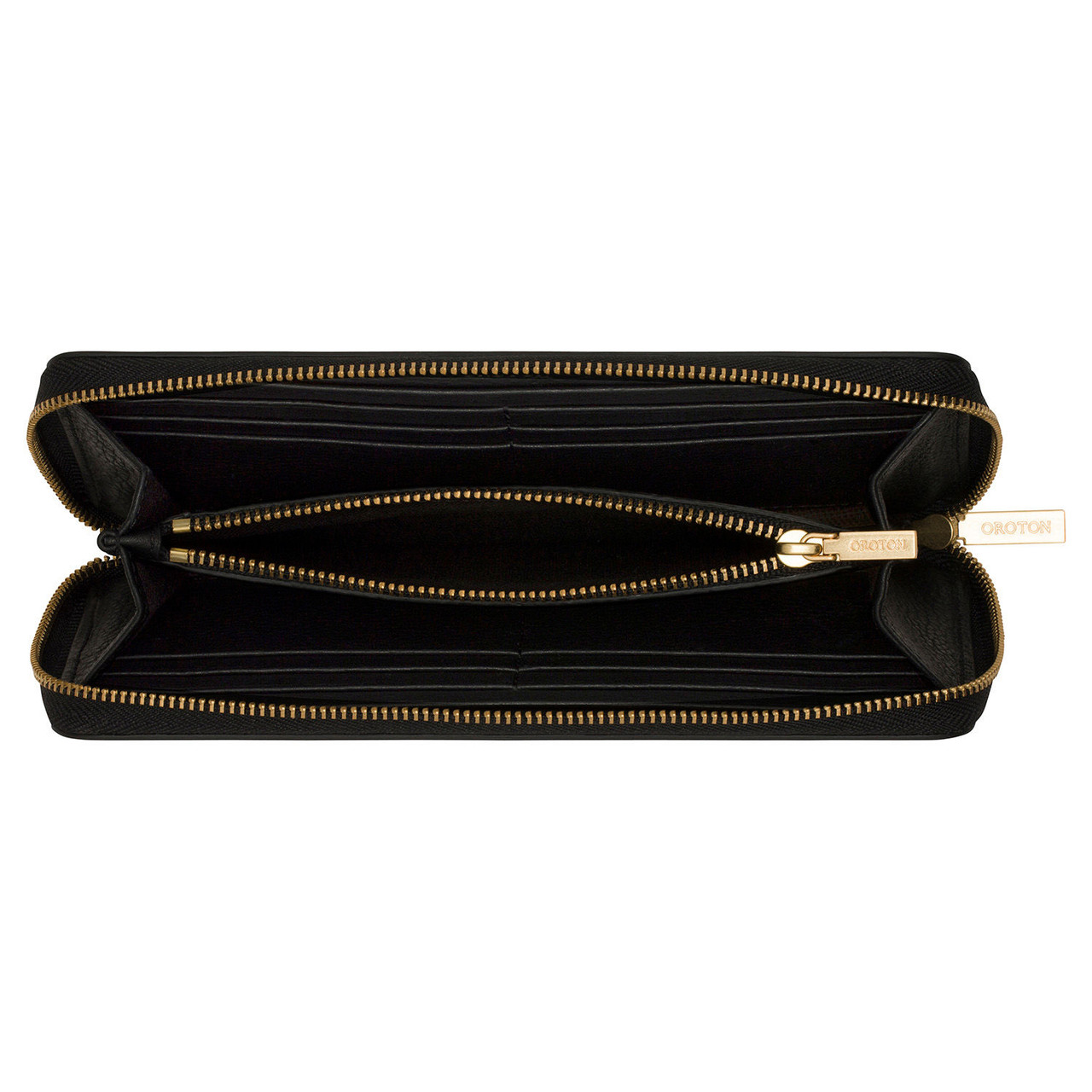 Oroton Margot Black Medium Zip Wallet