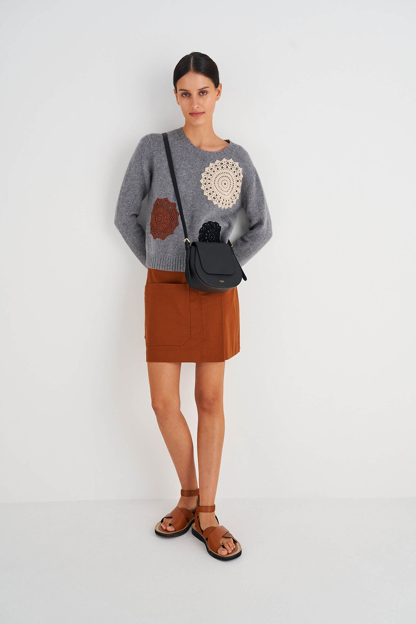 Oroton Margot Black Saddle Crossbody Bag