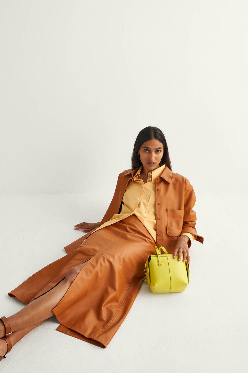 Oroton Tan Leather Skirt