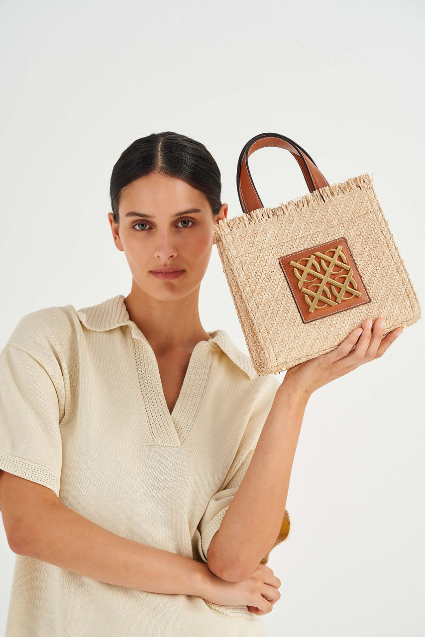 Oroton Lane Natural/Brandy Texture Small Tote