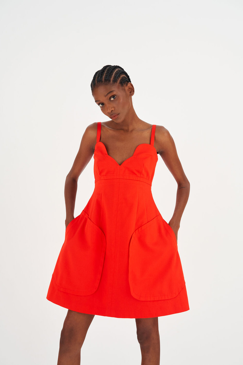 Oroton Short Scallop Dress True Red